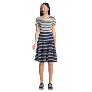 T Shirt Dress Cream and Navy Blue Striped size SP PS Petite S 6P P6 P18 P16 16P